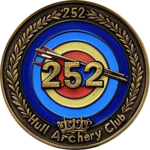 252 Challenge Badge awarded for scoring 252 points with odd-numbered rings only at Hull Archery Club