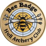 Bee Badge awarded for scoring black or yellow with each of 6 arrows in one end at Hull Archery Club