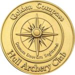 Golden Compass Badge awarded for hitting the yellow zone with four arrows in one end at Hull Archery Club