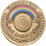 Rainbow 300 Badge awarded for scoring 300 points or more on a half target at Hull Archery Club